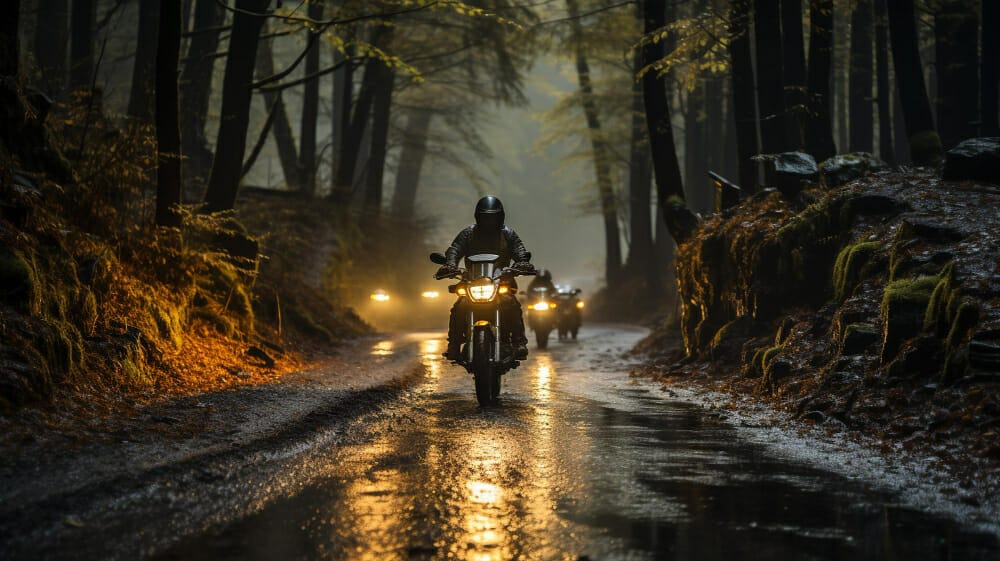 Rouler en moto sous la pluie